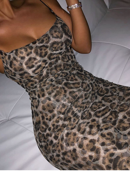 Leopard Print Halter Dress